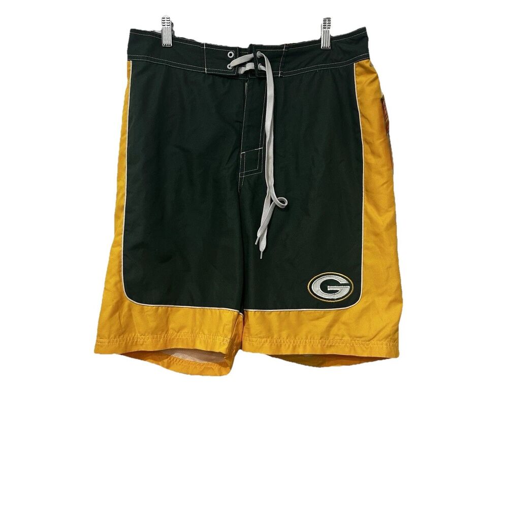 Green Bay Packers NFL Men’s Swim Trunks Green Yellow Mesh Medium NWT